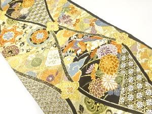 唐織立涌に花鳥模様織出し袋帯